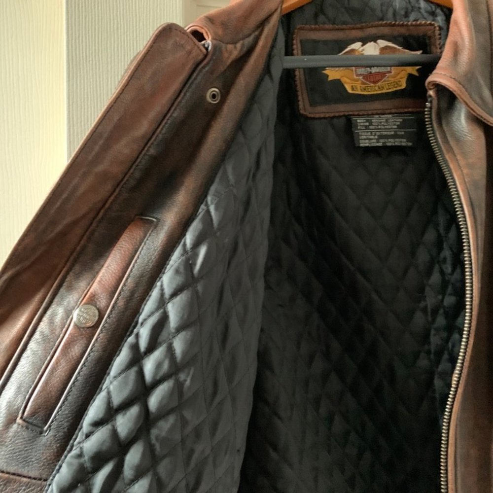 D-Pocket Harley Davidson Riding Jacket - Lrg Brown - Picture 5 of 10